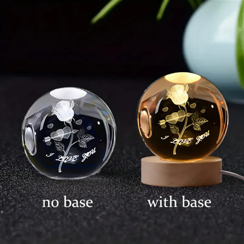 6Cm 3D Crystal Ball Crystal Planet Night Light Laser Engraved Solar System Globe Astronomy Birthday Gift Home Desktop Decoration