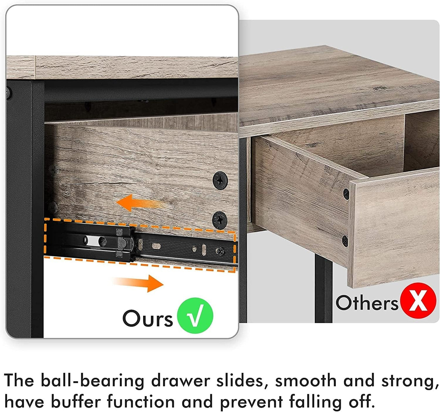 Gray Console Table with Drawer and 3-Tier Storage Shelves, Narrow Metal Frame Entryway and Living Room Sofa Table