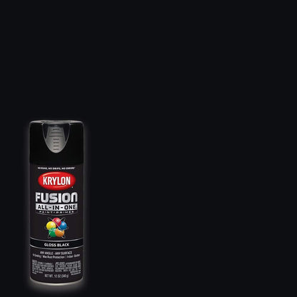 12 Oz  K02702007 Black Fusion All-In-One Paint & Primer Spray Paint, Gloss