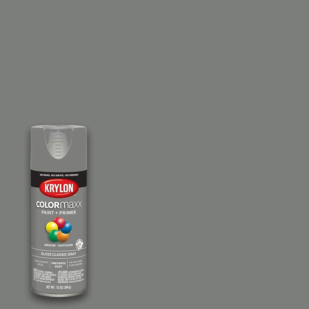 12 Oz  K05513007 Classic Gray Colormaxx Paint & Primer Spray Paint, Gloss