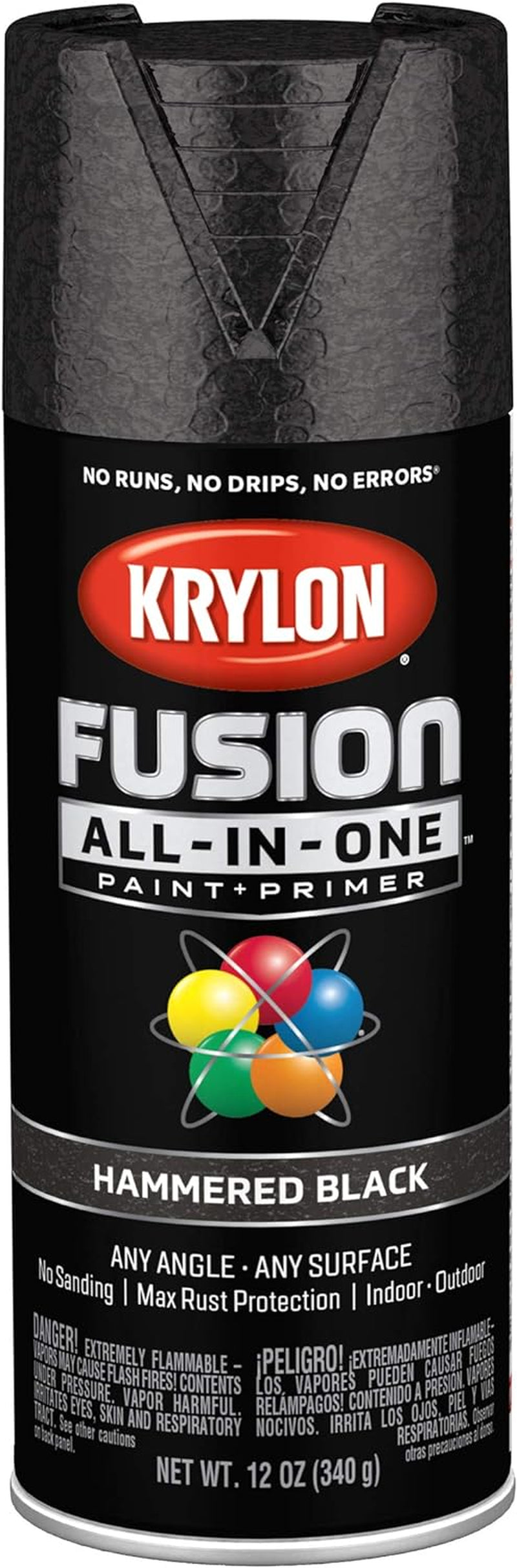 12 Oz  K02782007 Black Fusion All-In-One Paint & Primer Spray Paint, Hammered